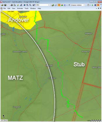 Andrew Craig's tracklog showing MATZ